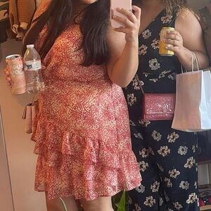 EXPRESS XL coral dress with ruffles